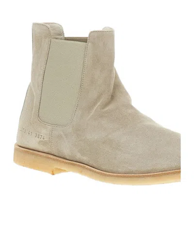 Common Projects Elasticated-panels Leather Boots In Nude