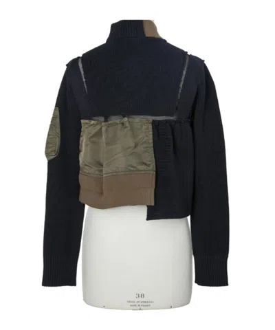 Sacai Panelled Cropped Jacket In Multi