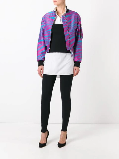 Shop Moschino - Cropped Zebra Print Bomber