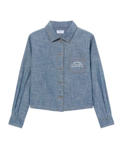 Off-white Chambray Denim Pajama Shirt Dark Blue