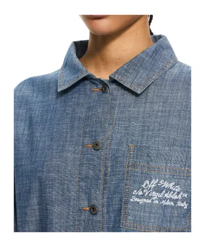 Off-white Chambray Denim Pajama Shirt Dark Blue