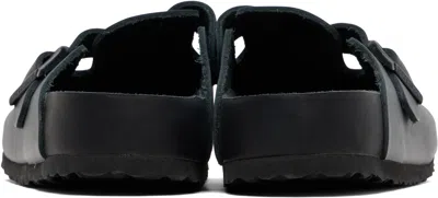 Birkenstock Boston Slipper Black In Smooth Leather In Animal Print