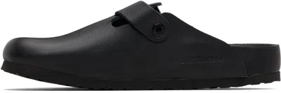 Birkenstock Boston Slipper Black In Smooth Leather In Animal Print