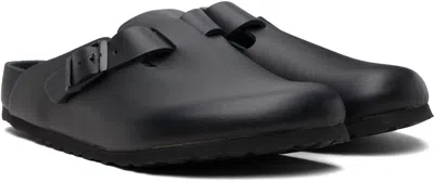 Birkenstock Boston Slipper Black In Smooth Leather In Animal Print