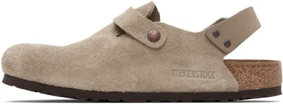 Birkenstock Closed-toe Sandals With Adjustable Strap And Cork Footbed In Gray