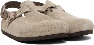 Birkenstock Closed-toe Sandals With Adjustable Strap And Cork Footbed In Gray