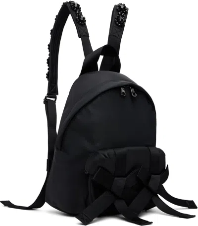Simone Rocha Black Beaded Utility Bow Backpack In Black