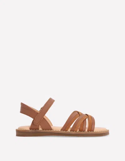 Boden Kids' Girls Crossed Leather Sandals In Brown | Size 33
