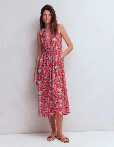 Boden Delphine Print Sleeveless Jersey Midi Dress In Red