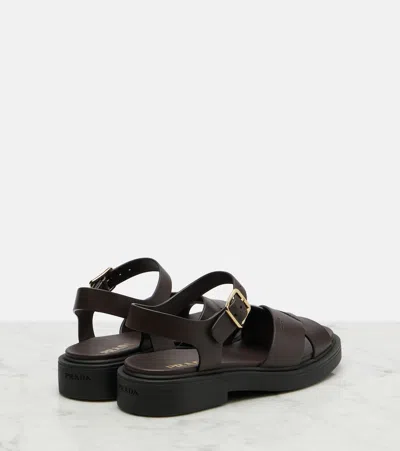 Prada Leather Platform Sandals In Black