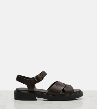 Prada Leather Platform Sandals In Black