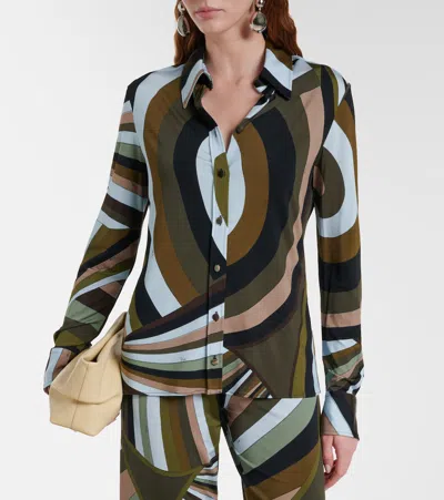 Pucci Iride Print Long-sleeved Shirt In Multi