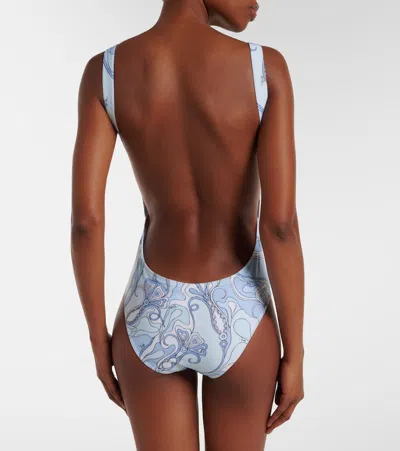 Pucci Printed Swimsuit In Blue