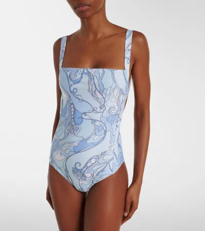 Pucci Printed Swimsuit In Blue