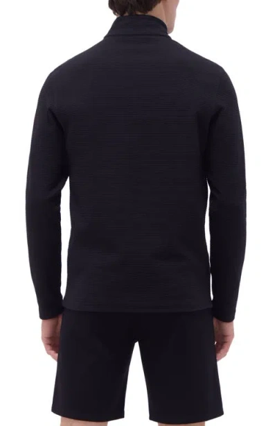 Bugatchi Waffle Knit Quarter Zip Performance Pullover In Black