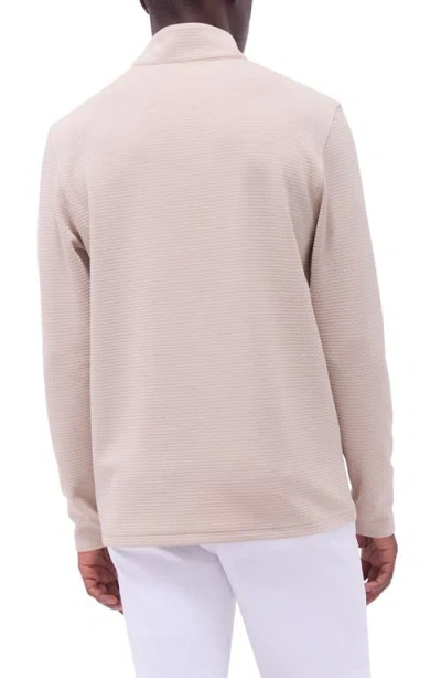 Bugatchi Waffle Knit Quarter Zip Performance Pullover In Sand