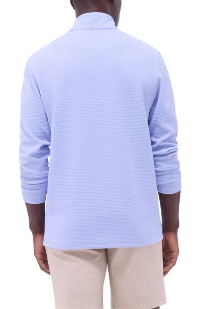 Bugatchi Waffle Knit Quarter Zip Performance Pullover In Blue