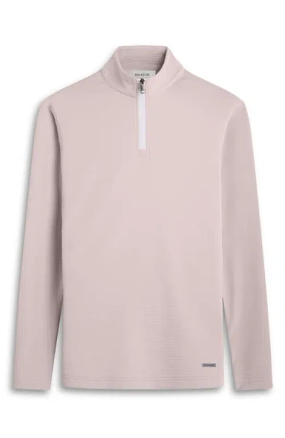 Bugatchi Waffle Knit Quarter Zip Performance Pullover In Sand