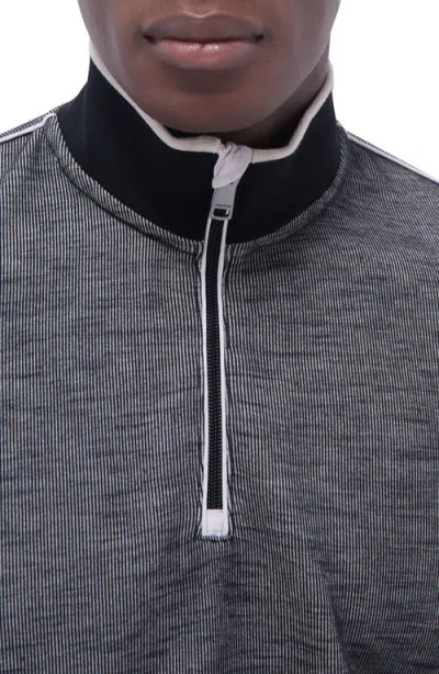 Bugatchi Quarter Zip Performance Pullover In Black