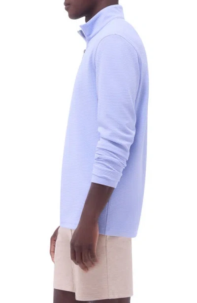 Bugatchi Waffle Knit Quarter Zip Performance Pullover In Blue
