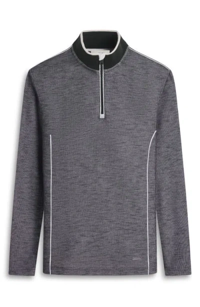 Bugatchi Quarter Zip Performance Pullover In Black