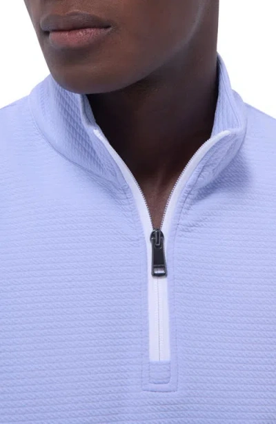 Bugatchi Waffle Knit Quarter Zip Performance Pullover In Blue