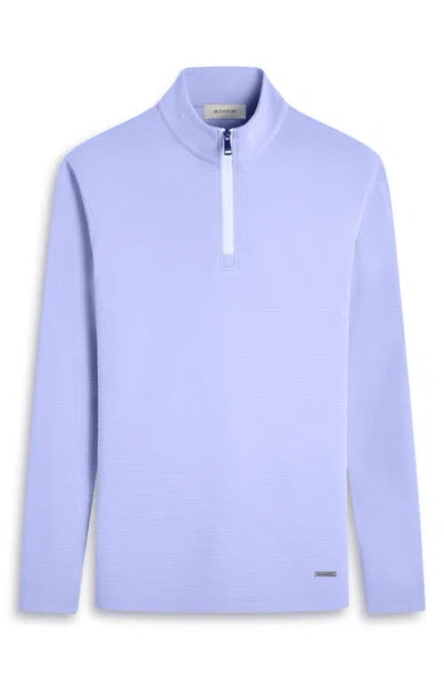 Bugatchi Waffle Knit Quarter Zip Performance Pullover In Blue