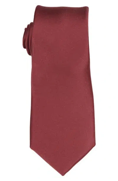 Construct Solid Satin Tie In Burgundy