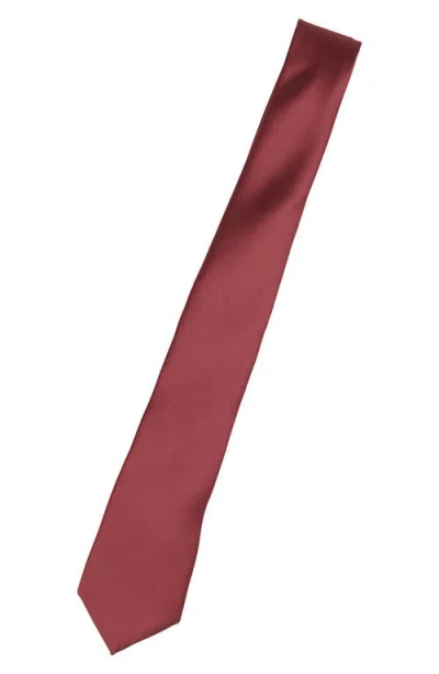 Construct Solid Satin Tie In Burgundy