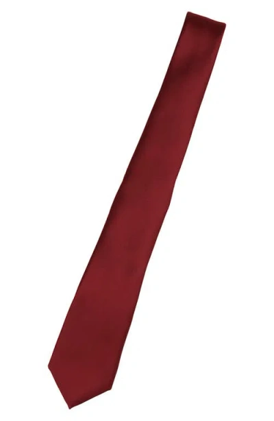 Construct Solid Satin Tie In Burgundy