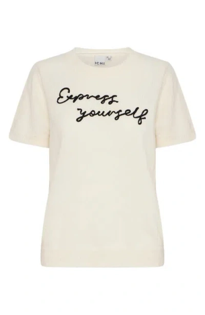 Ichi Ihdamilo Crewneck Sweater T-shirt In White