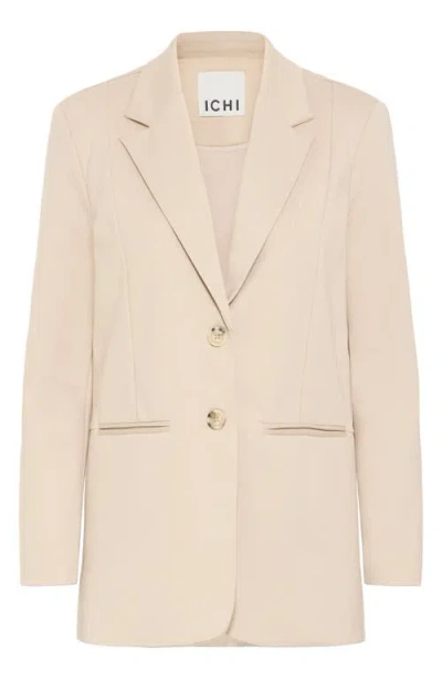 Ichi Oversize Notch Lapel Blazer In Neutral