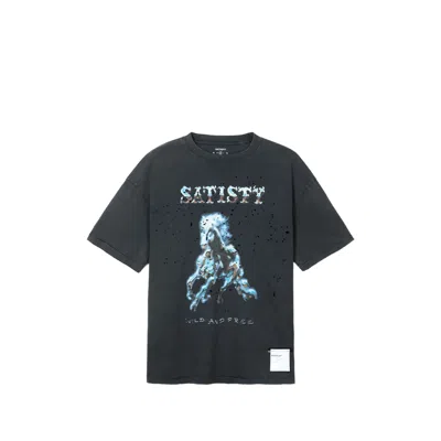 Satisfy Graphic-print Distressed-effect T-shirt In Black