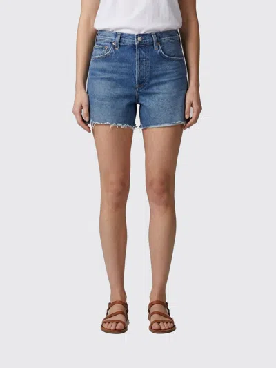 Agolde Belted Stitched Distressed Five-pocket Frayed Trousers In Blue