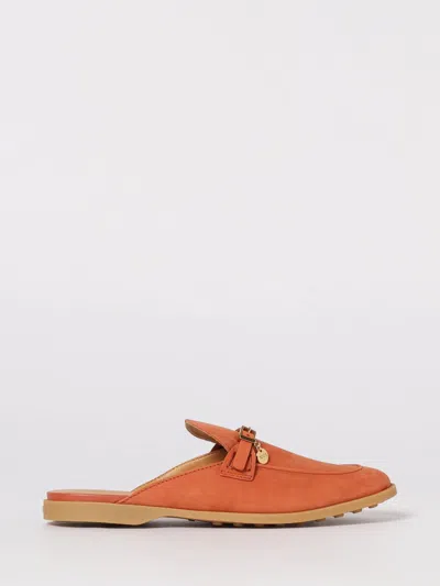 Tod's Orange Solid Sabots Slides In Brown