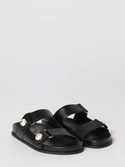 Jimmy Choo Women Black Fayence Leather Sandals, 5.5 Luxury Sandals & Floaters For Women Darveys