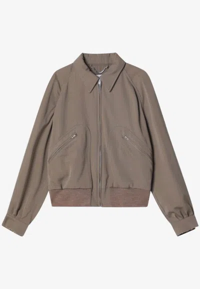 Maison Margiela Wool Jacket Zip Pockets Ribbed Hem Collar In Gray