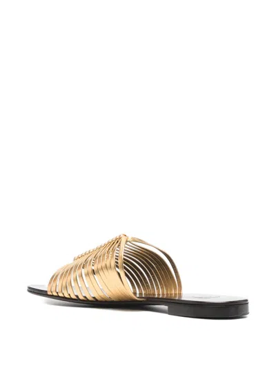 Giuseppe Zanotti Savoia Flat Sandals Open Toe Metallic In Gold