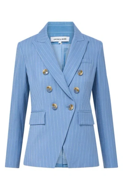 Veronica Beard Miller Dickey Pinstriped Crepe Blazer In Blue