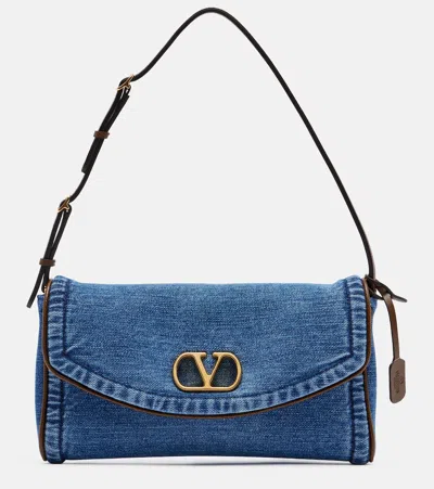 Valentino Garavani  Garavani Devain Small Denim Shoulder Bag Woman Denim Uni In Blue