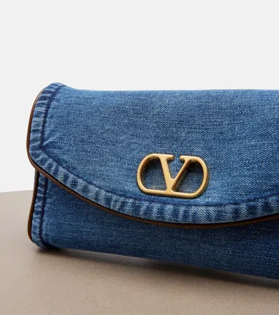 Valentino Garavani  Garavani Devain Small Denim Shoulder Bag Woman Denim Uni In Blue