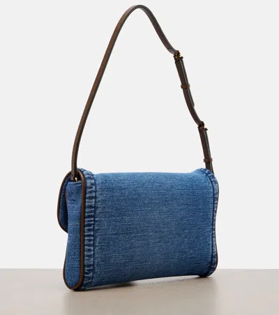 Valentino Garavani  Garavani Devain Small Denim Shoulder Bag Woman Denim Uni In Blue