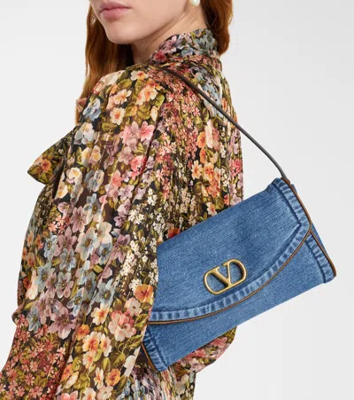 Valentino Garavani  Garavani Devain Small Denim Shoulder Bag Woman Denim Uni In Blue