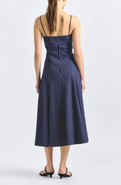 Derek Lam 10 Crosby Zandra Tie Waist Sleeveless Midi Dress In Blue