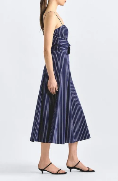 Derek Lam 10 Crosby Zandra Tie Waist Sleeveless Midi Dress In Blue