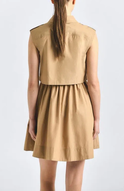 Derek Lam 10 Crosby Sequoia Sleeveless Mini Shirtdress In Neutral