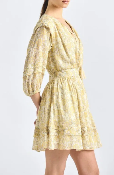 Derek Lam 10 Crosby Solange Print Voile Minidress In Yellow