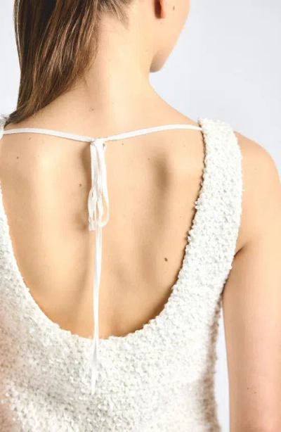 Derek Lam 10 Crosby Ailani Paillette Boucle Scoop Back Tank Dress In White