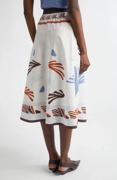 Herno Lightweight White Skirt With Abstract Print And Adjustable Waistband In Multi