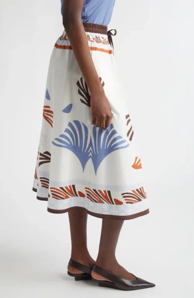 Herno Lightweight White Skirt With Abstract Print And Adjustable Waistband In Multi